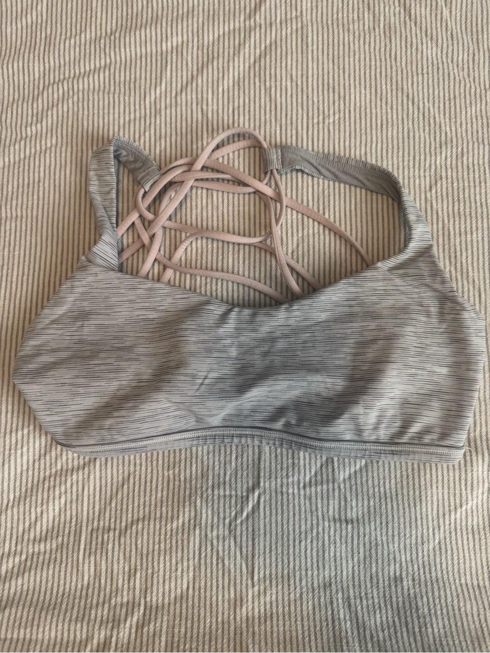 lululemon athletica Heather Gray Sports Bra with Pink Strappy Back